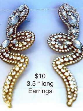 AKIRA Gold Tone Crystal Snake Drop Earrings